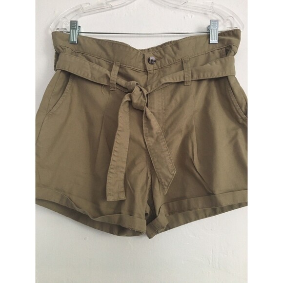 Sam Edelman Shorts Utility Trouser Women's  Size 6/28 Khaki Tie Waist Pockets - Picture 3 of 12